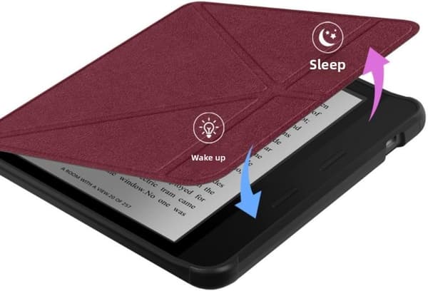 Etui til Kobo Libra Colour /2 (7 tommer) E-leser, sammenleggbart stativ i lær, beskyttende deksel Grey