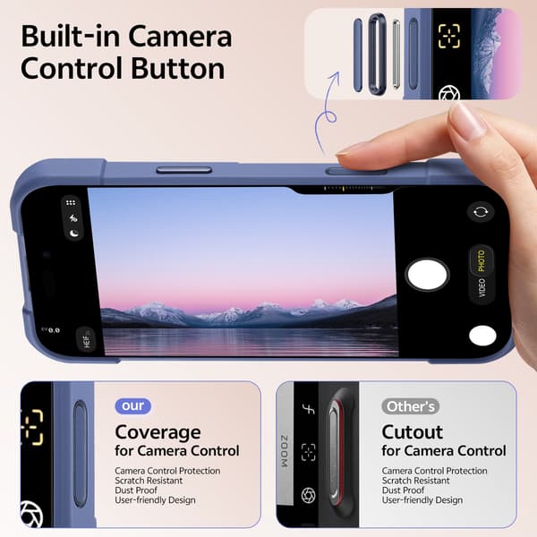 Etui til iPhone 18 Pro Max/17 Pro Max, beskyttende silikoneetui med 360° roterbar ringholder Blue iPhone 18 Pro Max/17 Pro Max