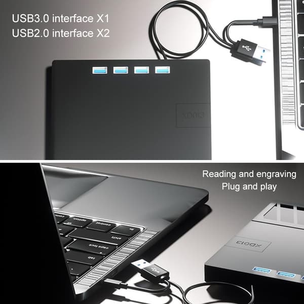USB 3.0 Typ C Extern Optisk Enhet, CD/DVD/BD RW Spelare Skrivare Läser, för Bärbar Dator Stationär Dator Mac Windows Linux