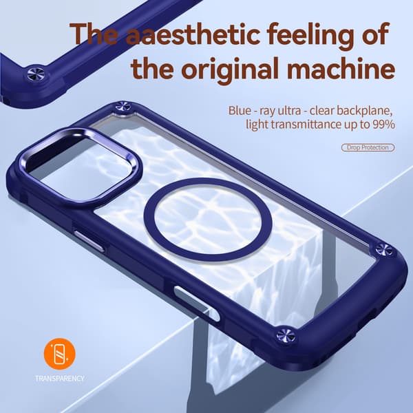 Telefondeksel til iPhone 16 Pro Max Klart Støtsikkert Magnetisk Robust Blue