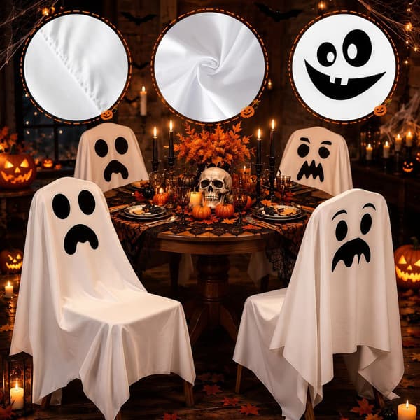 Halloween Spökstolsöverdrag, 120*200 CM, 4-pack Crying Face