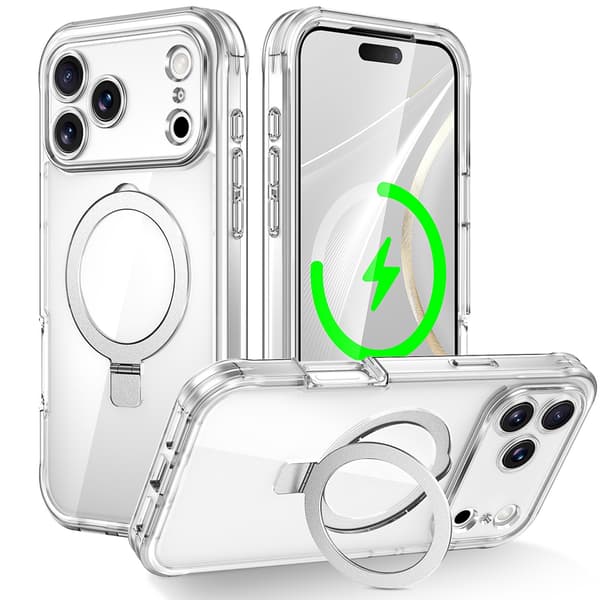 Telefonfodral för iPhone 17 Pro Max Magnetiskt Stödringhållare Stötsäkert Robust Transparent