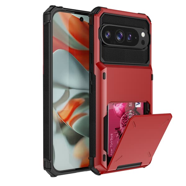 Fodral för Google Pixel 10A, skyddande telefonfodral med kortplats Red