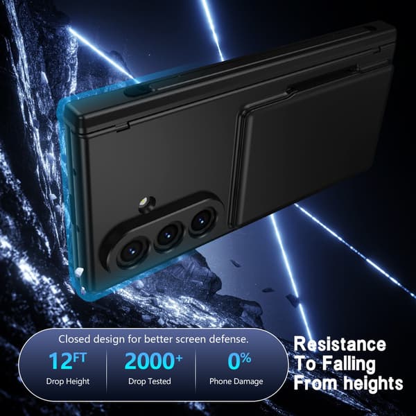 Telefonfodral för Samsung Galaxy Z Fold 7 Stöd Hinge Skydd Plånbok Stötsäker Robust Black