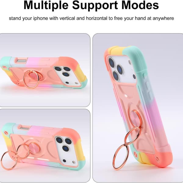 Etui for iPhone 16 Pro Max, silikondeksel med ringholder Pink iPhone 16 Pro