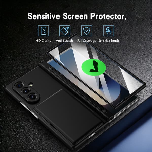 Telefonfodral för Samsung Galaxy Z Fold 7 Stöd Hinge Skydd Plånbok Stötsäker Robust Black