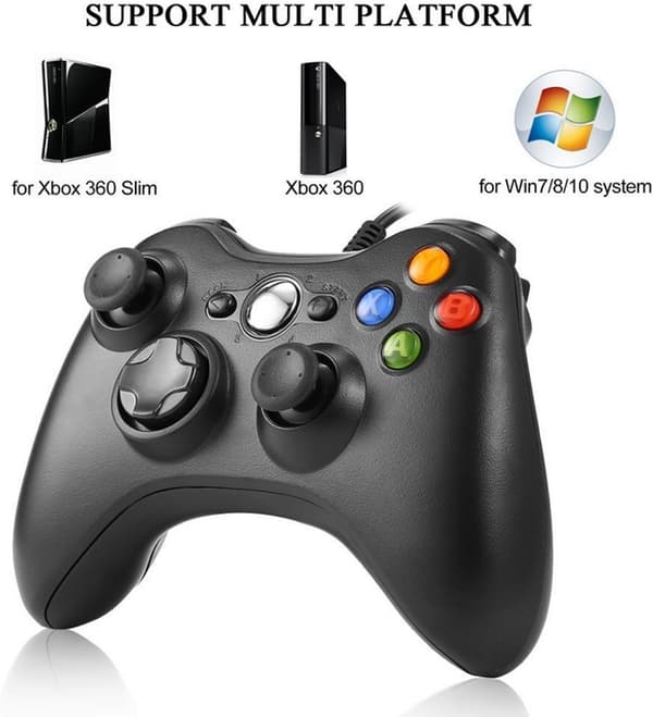 Kablet kontroller for Xbox 360, driverfri - Plug and Play. White