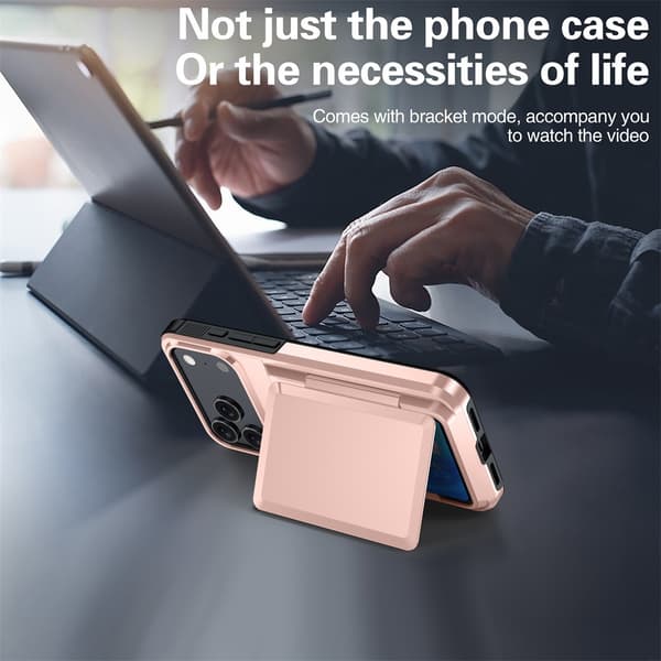 Etui til iPhone 16 Pro, design med kortplads, dobbeltlagsstruktur, ridsefast Black