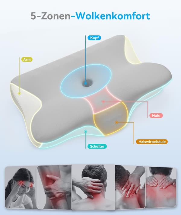 Memory Foam Kudde, Ergonomiskt Nackstöd för Sidosovare Blue
