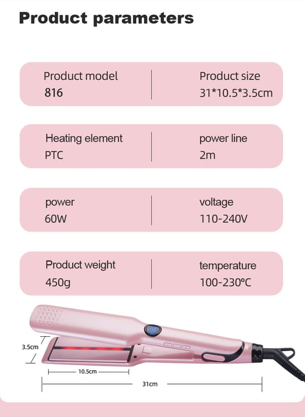 Infrarød keramisk multifunksjonell rettetang Pink