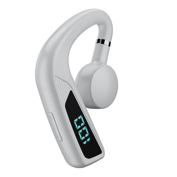 Bluetooth 5.2 Open Ear-hörlurar, Benledning, LED-display och USB-C-laddning (Vit Mono)