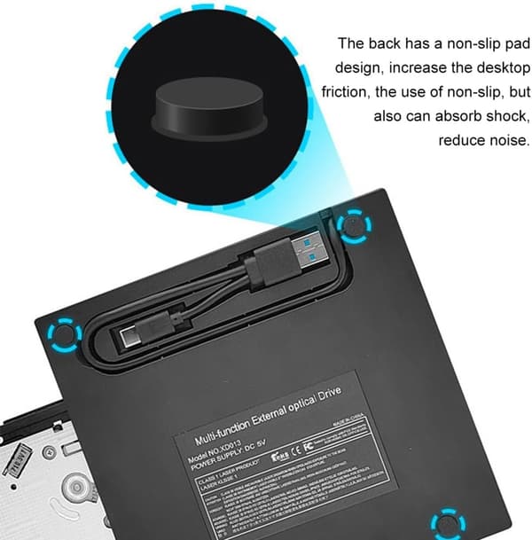 USB 3.0 Typ C Extern Optisk Enhet, CD/DVD/BD RW Spelare Skrivare Läser, för Bärbar Dator Stationär Dator Mac Windows Linux