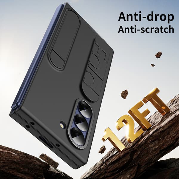 Telefondeksel til Samsung Galaxy Z Fold 7 Støtteben Skjermbeskytter Håndleddsstropp Støtsikker Robust Black