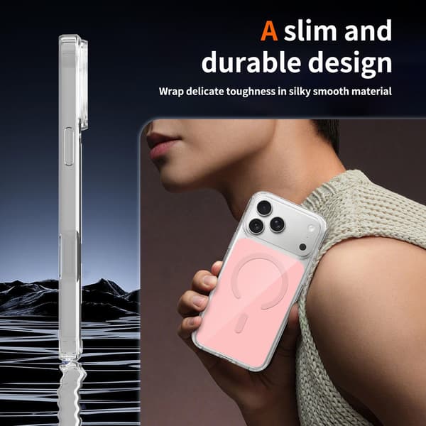 Telefoncover til iPhone 17 Pro Max Hybrid Stødsikkert Robust Magnetisk Pink