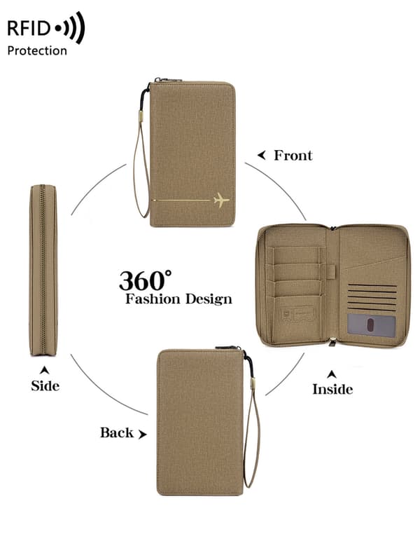 Resepassfodral, RFID-blockerande plånbok med handledsrem Denim Blue