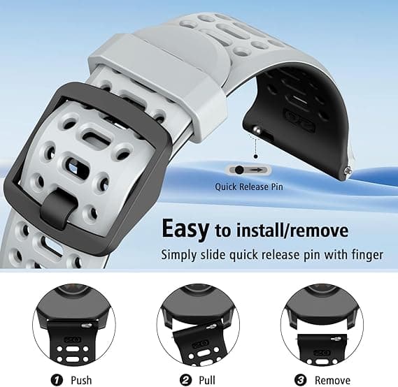 Urrem til Coros Pace 2, Forerunner 55/245/645 Music Silikone Quick Release Erstatningsrem 20mm White