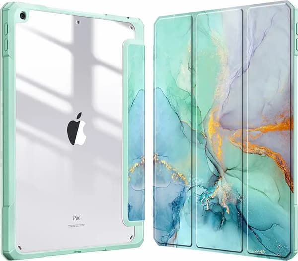 Skyddsfodral för iPad mini 4:e/5:e generationen 7,9 tum, marmorstruktur, klar akryl baksida