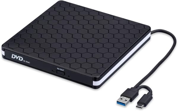 Ekstern CD/DVD-stasjon, USB 3.0 Type-C bærbar brenner for bærbar PC stasjonær PC Mac Windows Linux, høy hastighet
