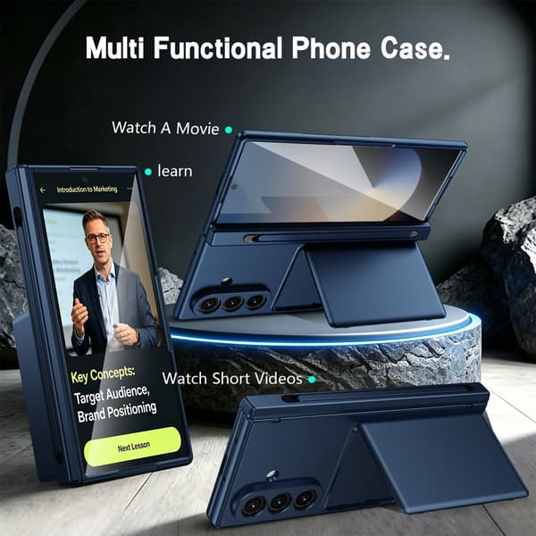 Telefonfodral för Samsung Galaxy Z Fold 7 Stöd Hinge Skydd Plånbok Stötsäker Robust Blue