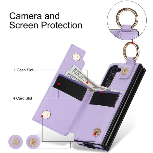 Telefonfodral för Samsung Galaxy Z Fold 7 Stödplatta Plånbok Kortfack Stötsäkert Robust 360 Skydd White