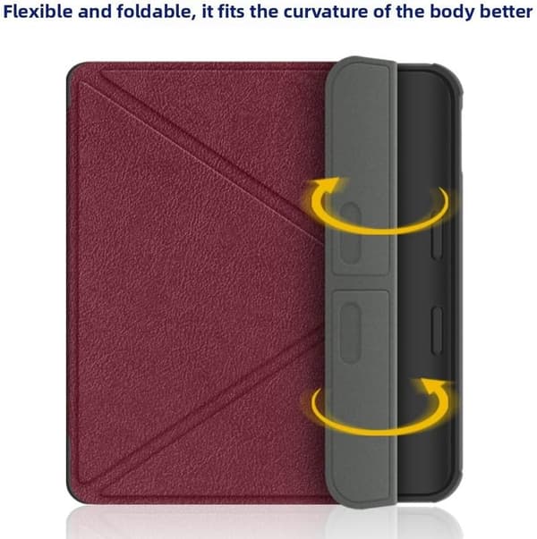 Etui til Kobo Libra Colour /2 (7 tommer) E-leser, sammenleggbart stativ i lær, beskyttende deksel Black