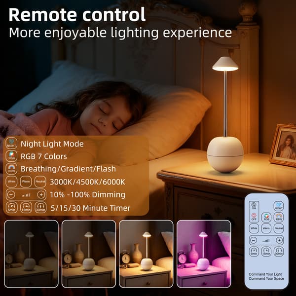 Justerbart USB LED nattlys for nattbord. Red