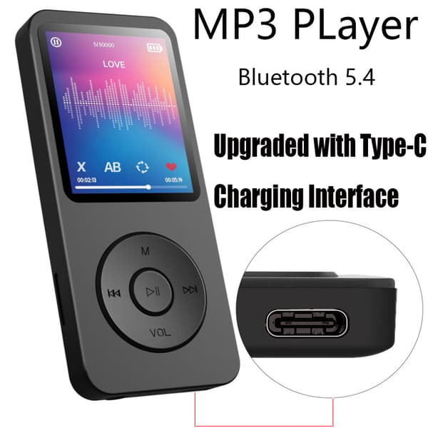 16 Gt MP3 Walkman -musiikkisoitin, tukee Bluetooth 5.4:ää