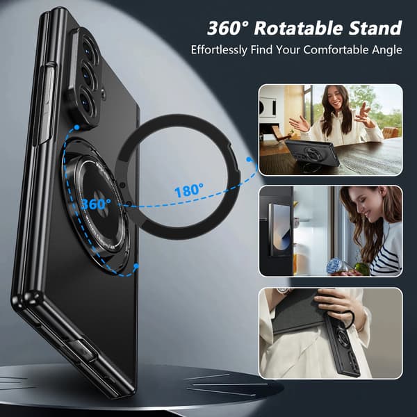 Futteral til Samsung Galaxy Z Fold 7, magnetisk roterende støtte (grønn)