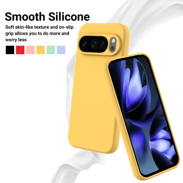 Fodral för Google Pixel 11 Pro Stötsäkert, Smalt Flytande Silikonmaterial Yellow