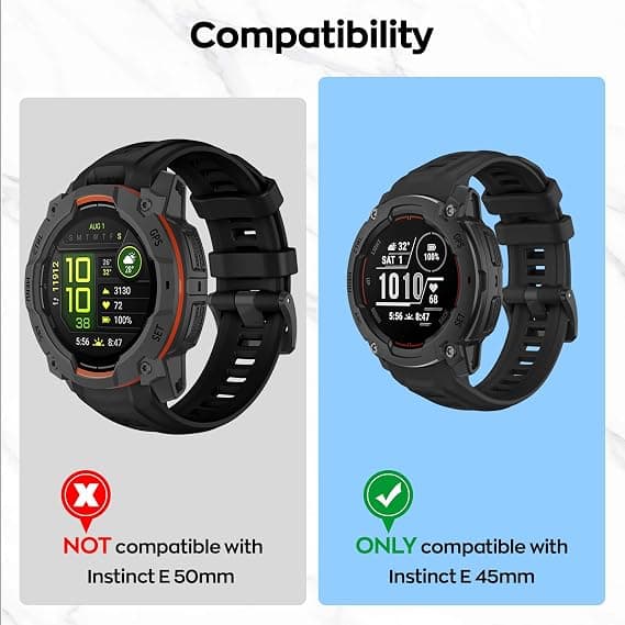 Rem til Garmin Instinct E 45mm, blød silikone erstatningsurrem 22mm Starlight