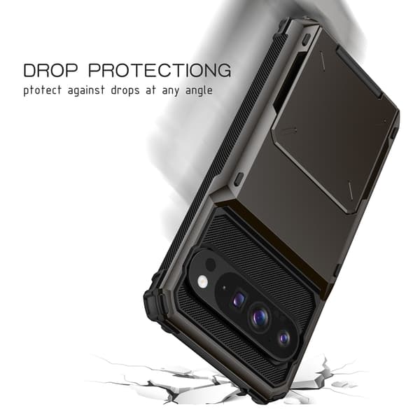 Telefonfodral för Google Pixel 10/10 Pro Plånbokskortshållare Stötsäkert Robust Black