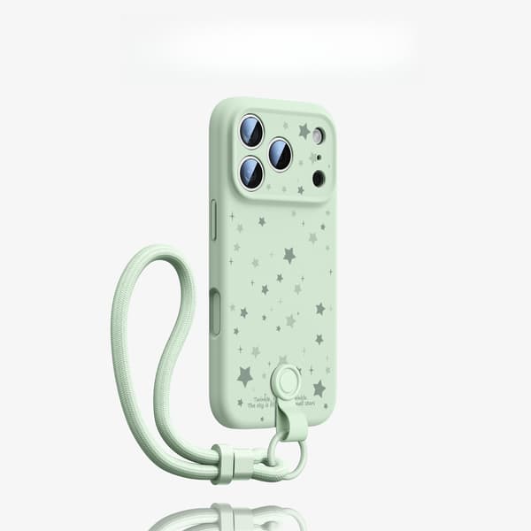 Futteral til iPhone 16 Pro, Star flytende silikon (grønn)