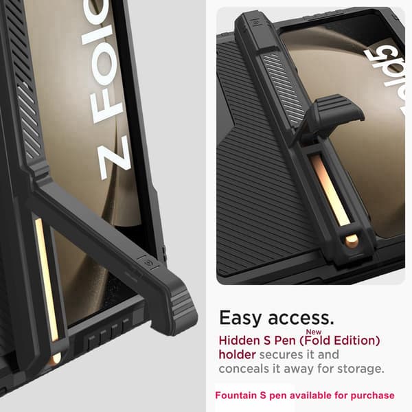 Telefondeksel til Samsung Galaxy Z Fold 5 Støtteben Støtsikkert Robust Full Dekning Black