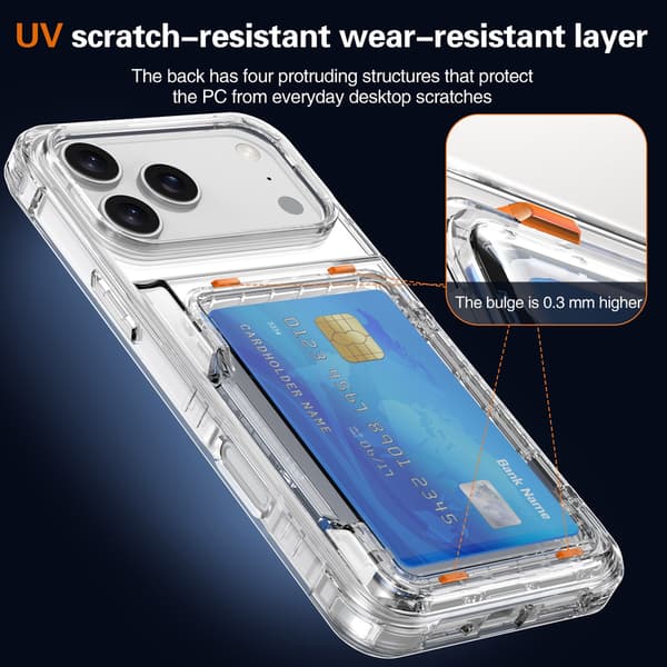 Telefoncover til iPhone 17 Pro Max Pung Gennemsigtig Støttefod Clear
