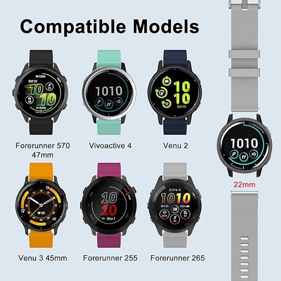 Rem til Garmin Vivoactive 4/Forerunner 255/265, 22mm Silikone Quick Release Erstatningsrem Grey