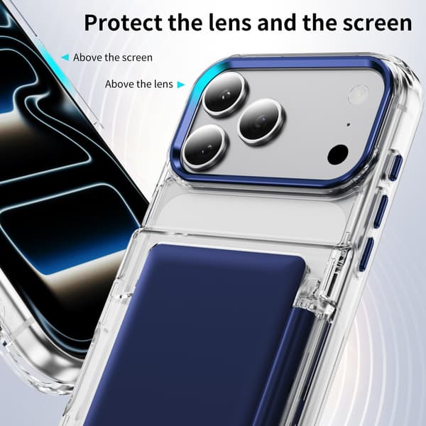 Telefonfodral för iPhone 17 Pro Max Plånbok Klart Kreditkortsfack Blue