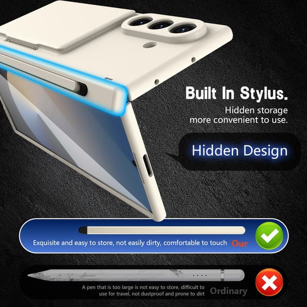 Telefondeksel til Samsung Galaxy Z Fold 7 Støtteben Hengselbeskyttelse Lommebok Støtsikkert Robust White