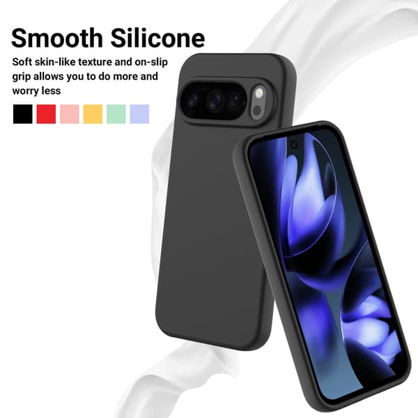 Etui til Google Pixel 10 Pro XL Støtsikkert, Slankt Flytende Silikonmateriale Black