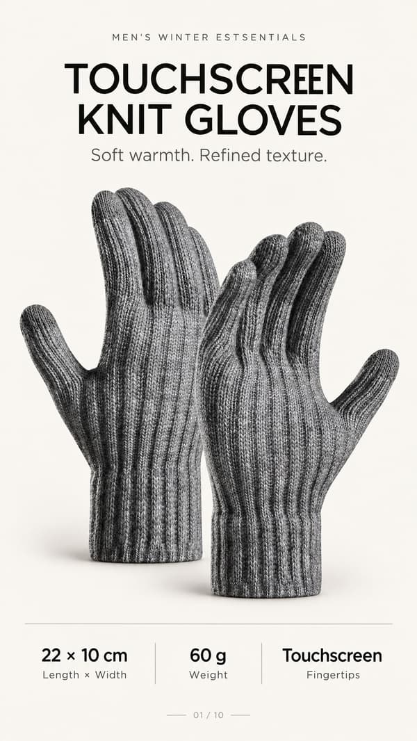 Unisex Strikhandsker, Vinter Udendørs Varme Handsker, Touchscreen-kompatible Light Gray