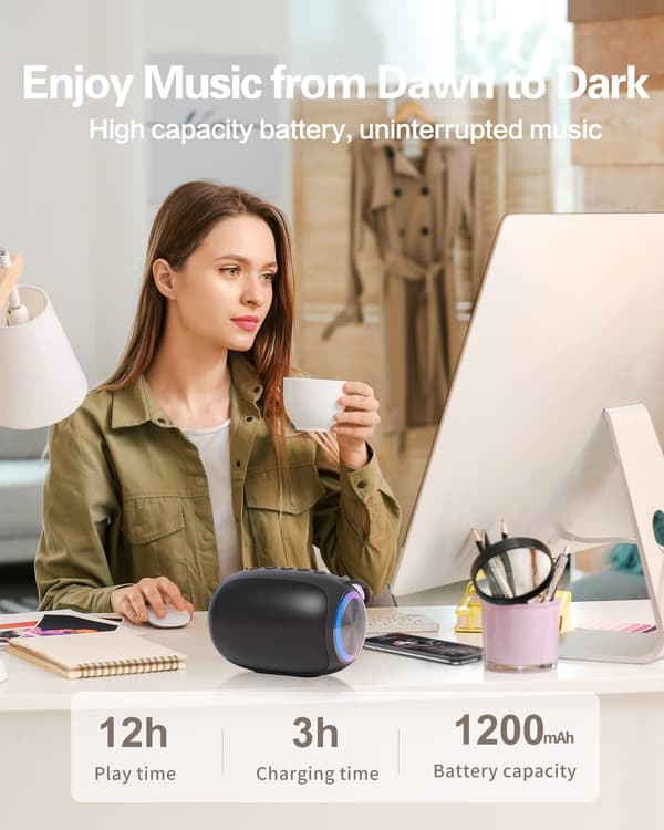 Bærbar trådløs bluetooth højttaler subwoofer bluetooth lyd klar lyd flere afspilningstilstande (sort)