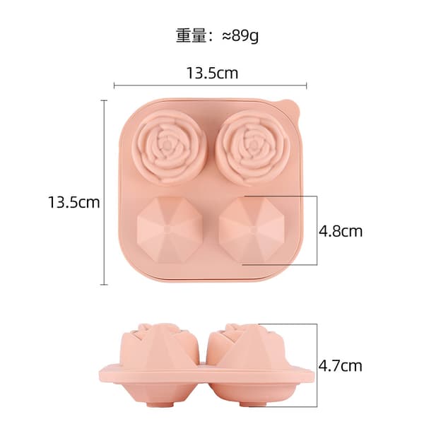 4/hulrum Rose/Diamant Silikone Isboldform (pink)