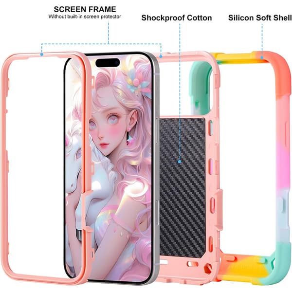 Etui for iPhone 15 Pro Max, silikondeksel med ringholder Iridescent Beige 15 Pro Max