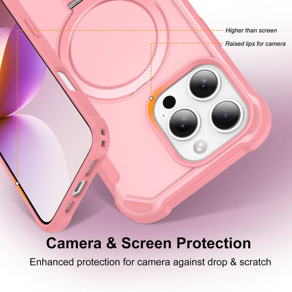 Telefonfodral för iPhone 17 Pro Max Magnetiskt Stödringhållare Stötsäkert Robust Pink