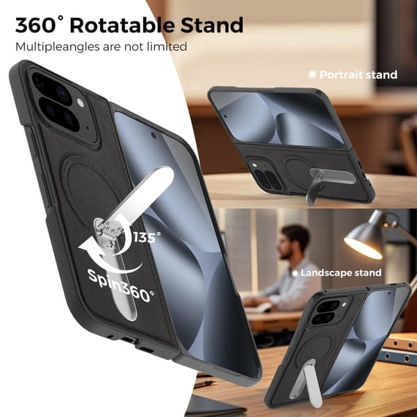 Telefonfodral för Google Pixel 10 Pro Fold Robust Stativ Magnetisk Black