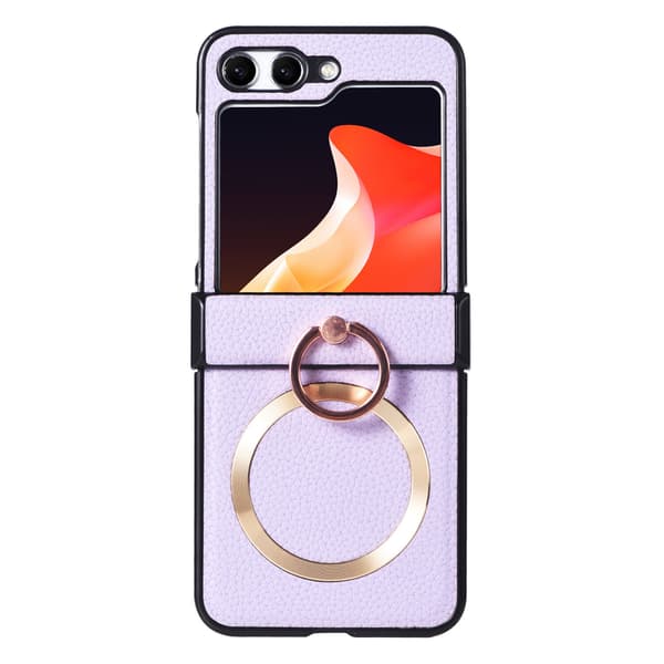 Telefondeksel til Samsung Galaxy Z Flip 6 Magnetisk Ringstativ Støtsikkert Robust 360 Beskyttelse Black