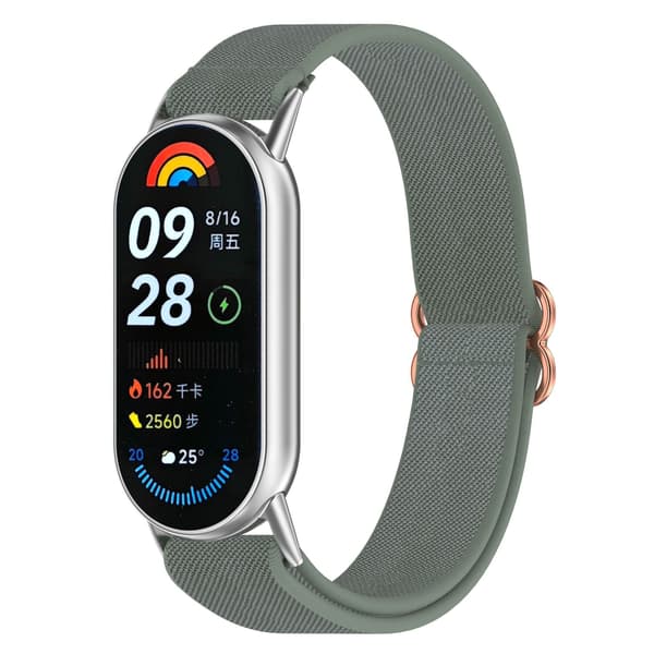Stropp for Xiaomi Band 8 /9 /10 /11, Myk Elastisk Nylon Vevd Erstatning Light Green