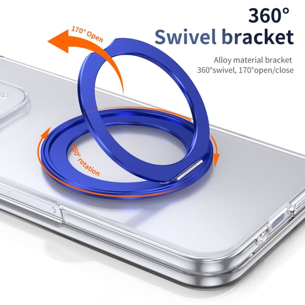 Etui til Google Pixel 10 Pro Fold, gjennomsiktig etui med 360° magnetisk ringstativ Blue