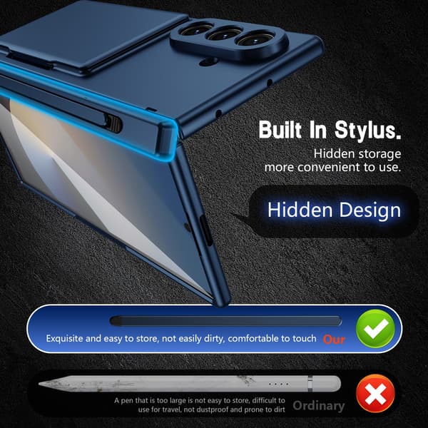 Telefonfodral för Samsung Galaxy Z Fold 7 Stöd Hinge Skydd Plånbok Stötsäker Robust Blue