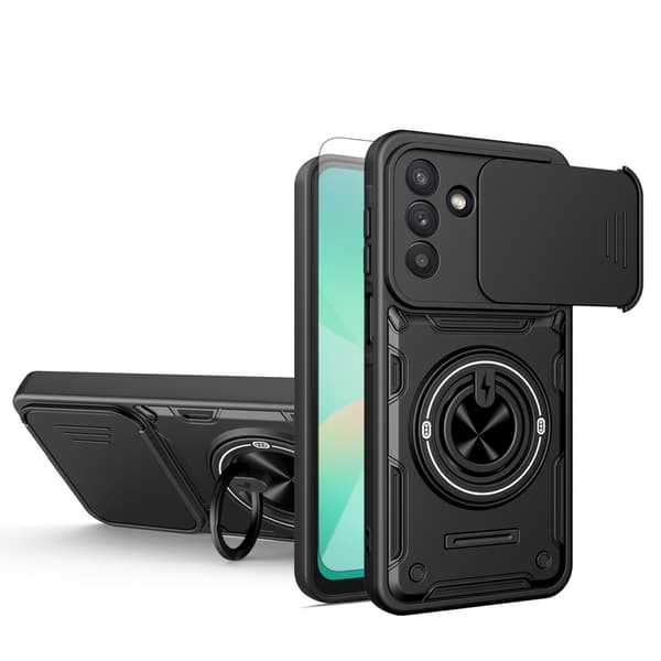 Telefondeksel til Samsung Galaxy A57 5G Magnetisk Ringstativ Skjermbeskytter Robust 360 Beskyttelse Black