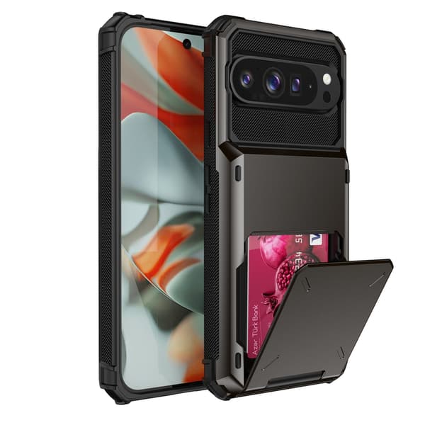 Telefonfodral för Google Pixel 10/10 Pro Plånbokskortshållare Stötsäkert Robust Black